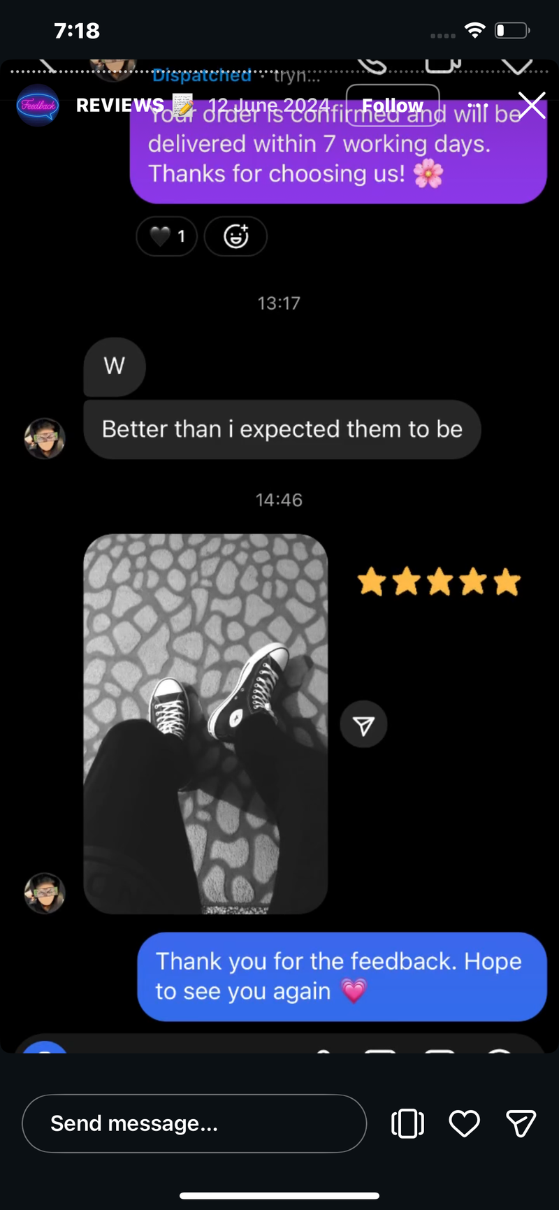 WhatsApp customer review 1